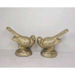 2 Gold Bird Decorative Figurine Made In India 5.5" X 5.5" Aluminum